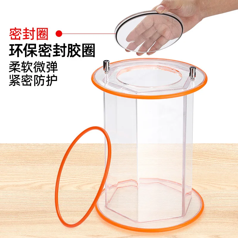 Rotary Polishing Barrel KT2000 Acrylic Tumbler Drum for Jewelry Gold Silver Metal Grinding Finishing with Sealed Lid and Rubber