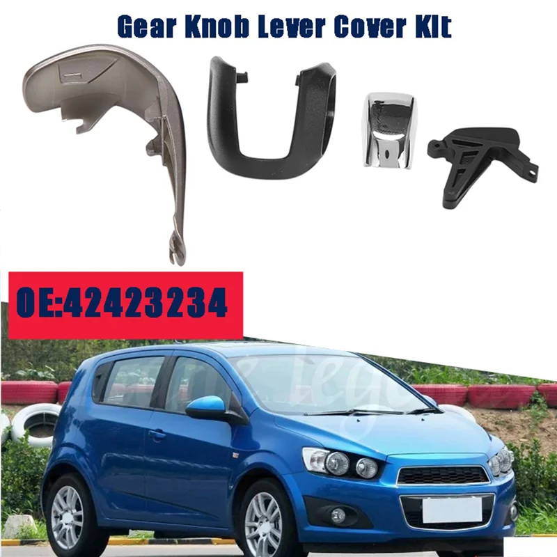 

4X Car Gear Shift Knob Lever Cover Kit For Sonic Trax Aveo 2012-2016 42423234
