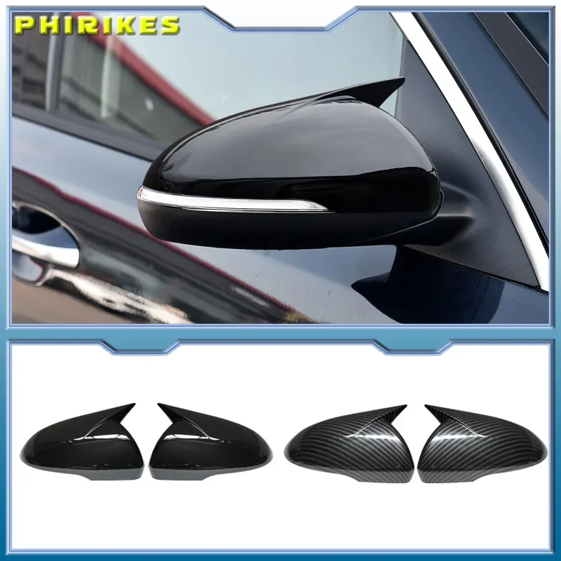 

For Kia Optima K5 2016-2020 Rearview Side Mirror Cover Wing Cap Carbon Fiber Glossy Black style Car accessories