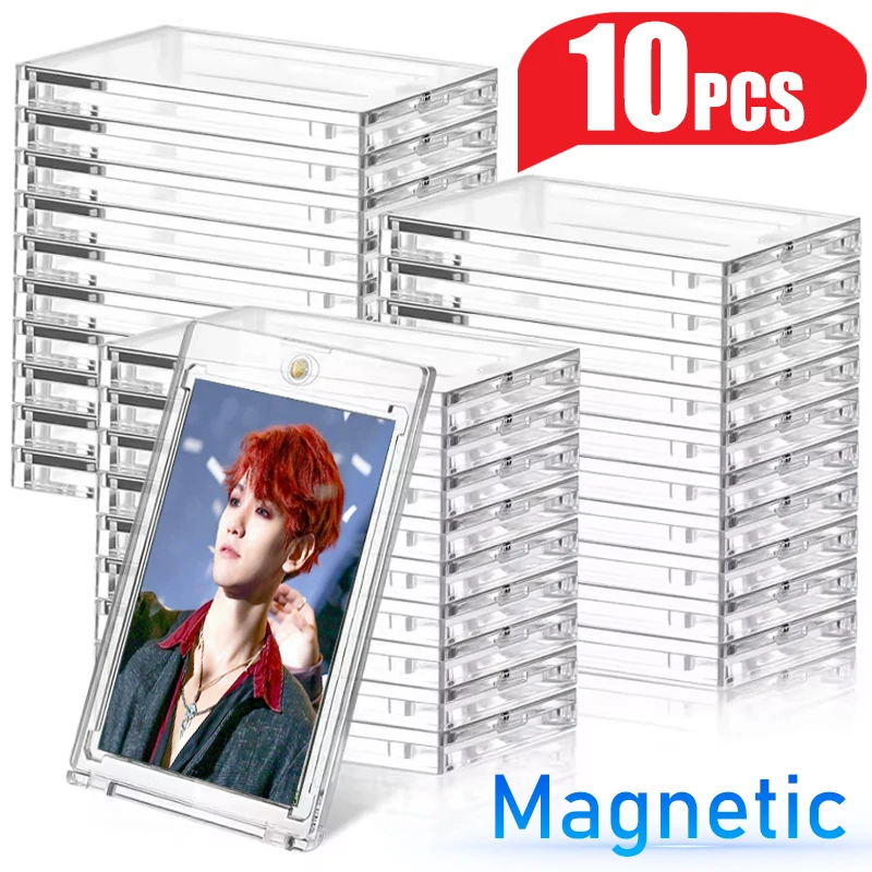 10-1pcs Magnetic Card Plastic Protector Holder Plastic Hard Card Protectors for Kpop Idol Photo Trading Cards Photocard Sleeves