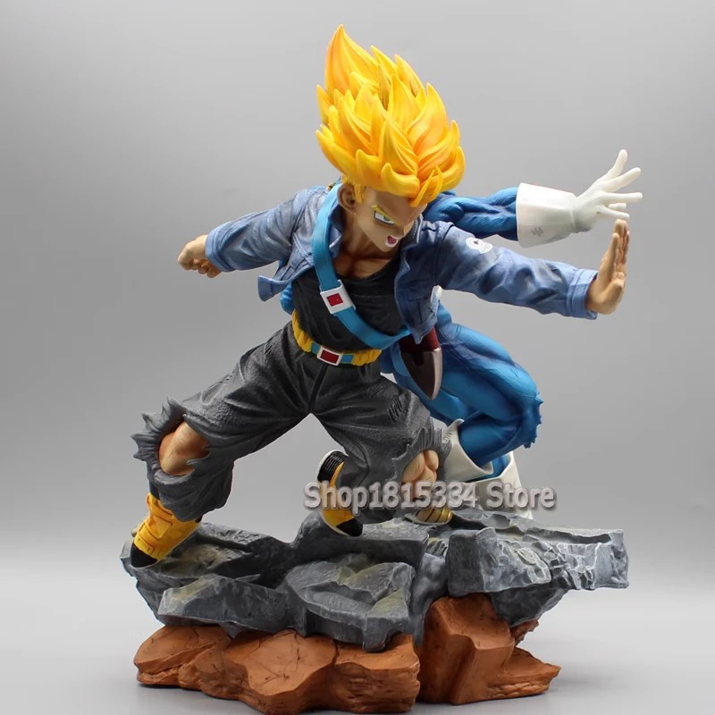 30cm Anime Dragon Ball Super Saiyan GK Battle Vegeta Trunks Figure Resonant Father Son Wave Action Figures Pvc Model Statue Toy