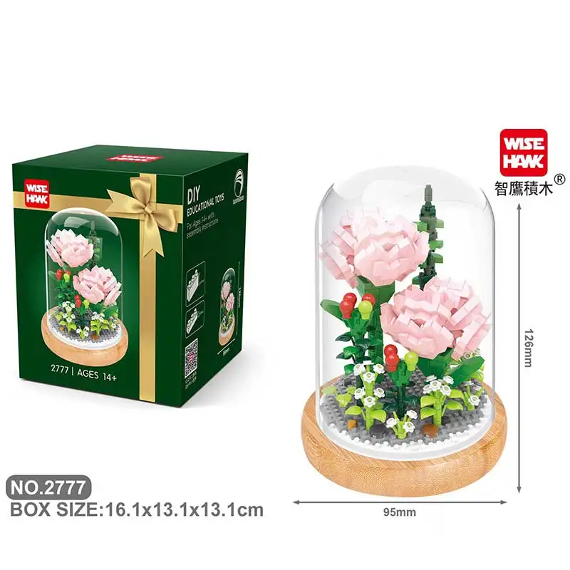 Building Block Flower Plant 3D Model Toy Home Decoration  Potted Chrysanthemum Assembly Brick Girl  Child Gift