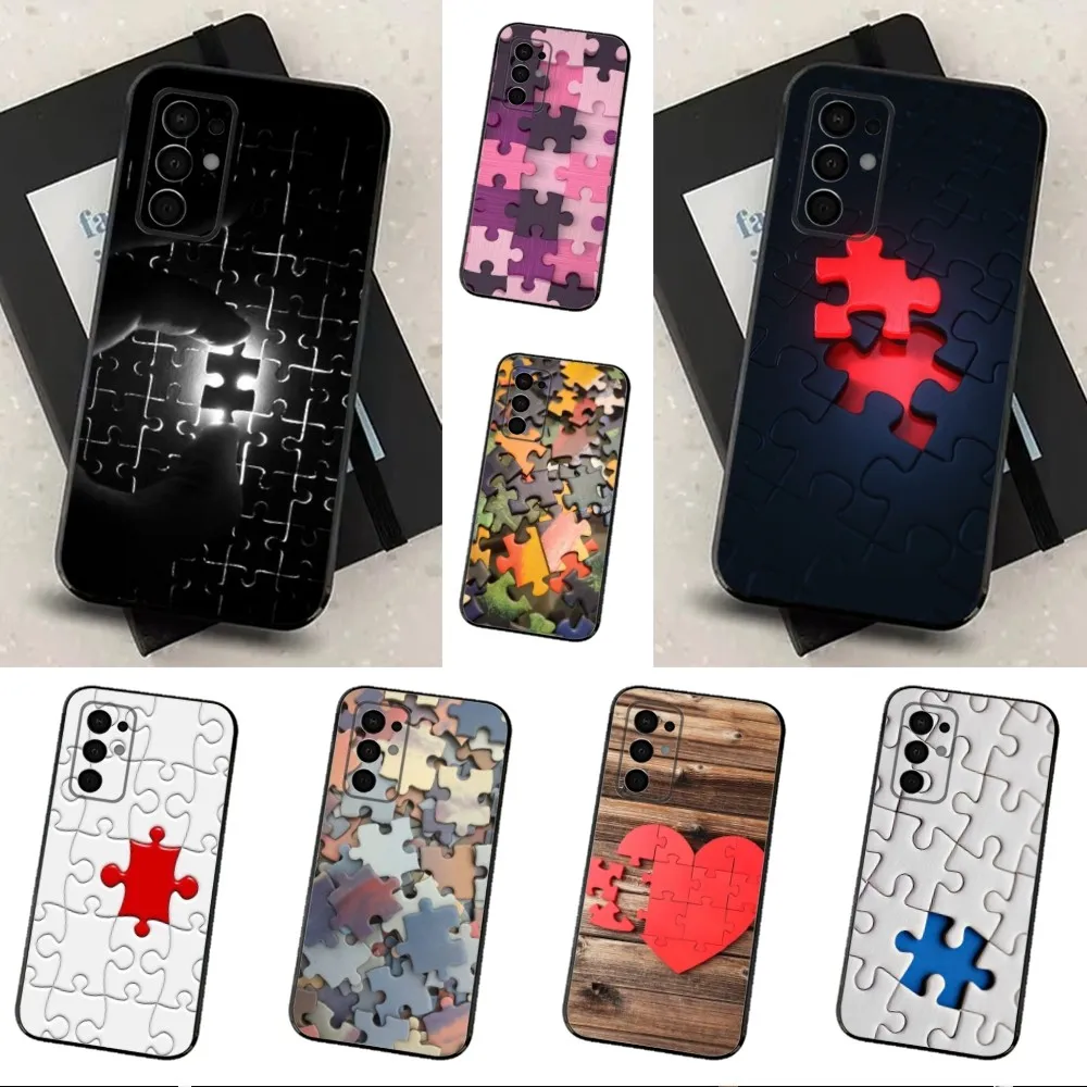 Art Interesting Puzzle Phone Case For Samsung Galaxy A91,A80,A73,A72 ,A71,A53A52,A32 ,A31A22,A21s,A20,Black Cover