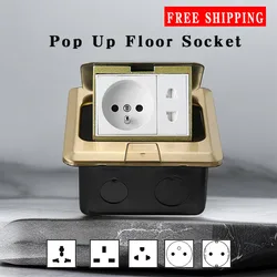 100mm*100mm Pop Up Floor Socket Hidden Installation With HDMI TV RJ45 16A Power,EU/US/FR/UK/Universal/Korea Plug Adapter 220V