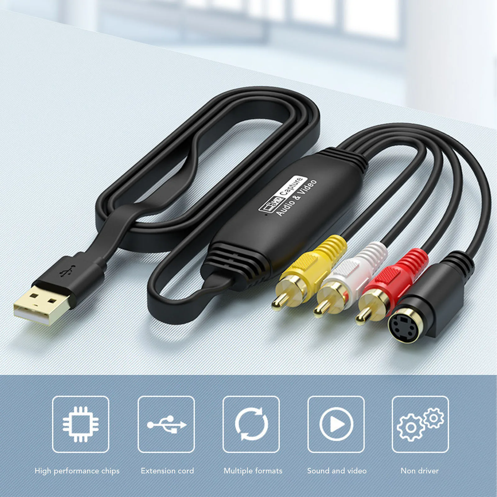 

Конвертер VHS в цифровой формат для Windows, USB 2.0, карта видеозахвата 1080P, устройство для преобразования AV в USB, для преобразования VCR/DVD в цифровой формат.