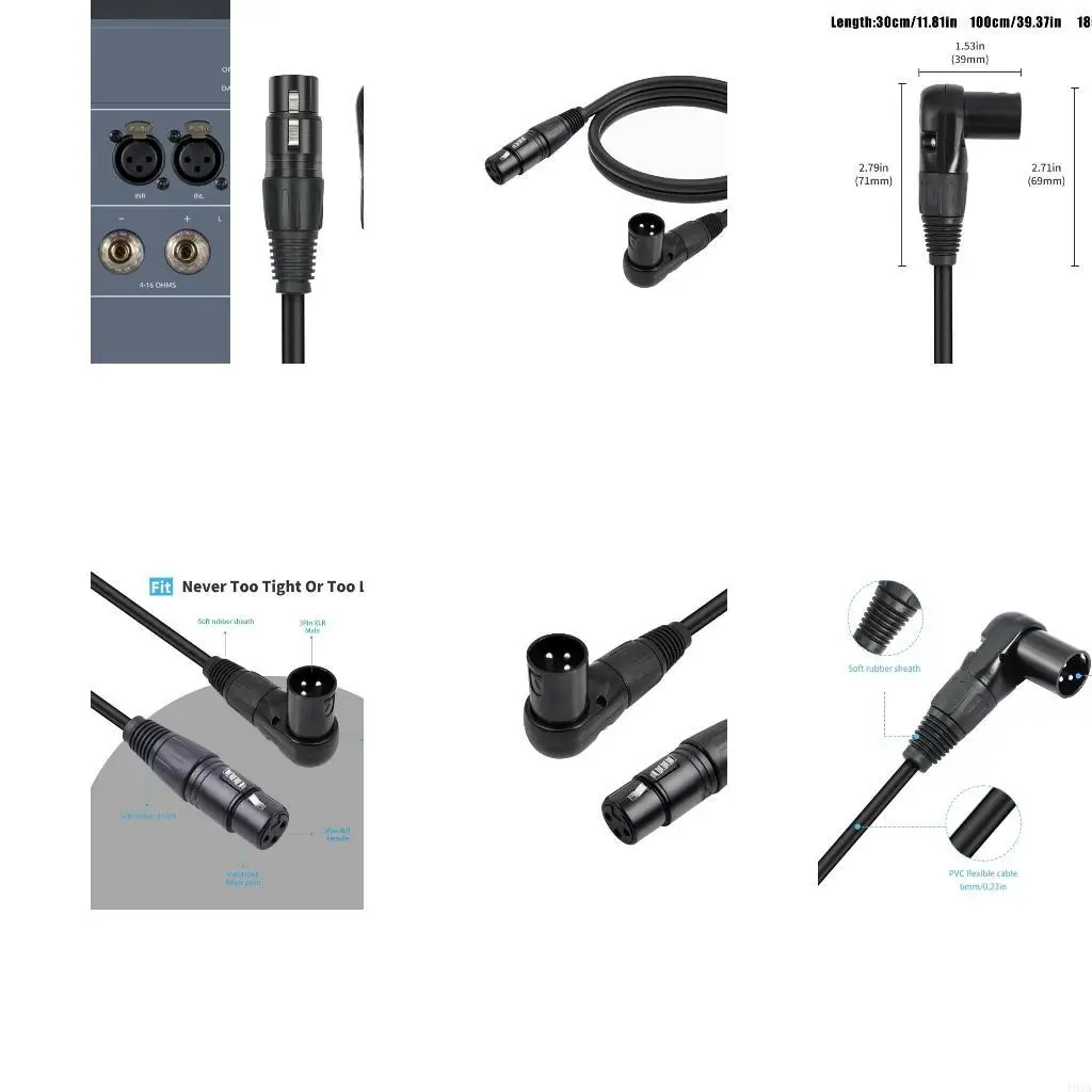 193A  Male to Female Sound Cable Cord with 7 Position Adjustable 3Pin Male Head