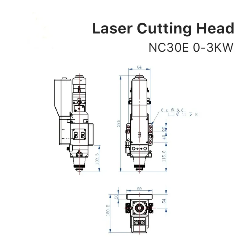 NC30E WSX Testa di taglio laser a fibra 0-3KW Messa a fuoco automatica FL125 150 190 Taglierina laser QBH ad alta potenza per macchina da taglio di metalli