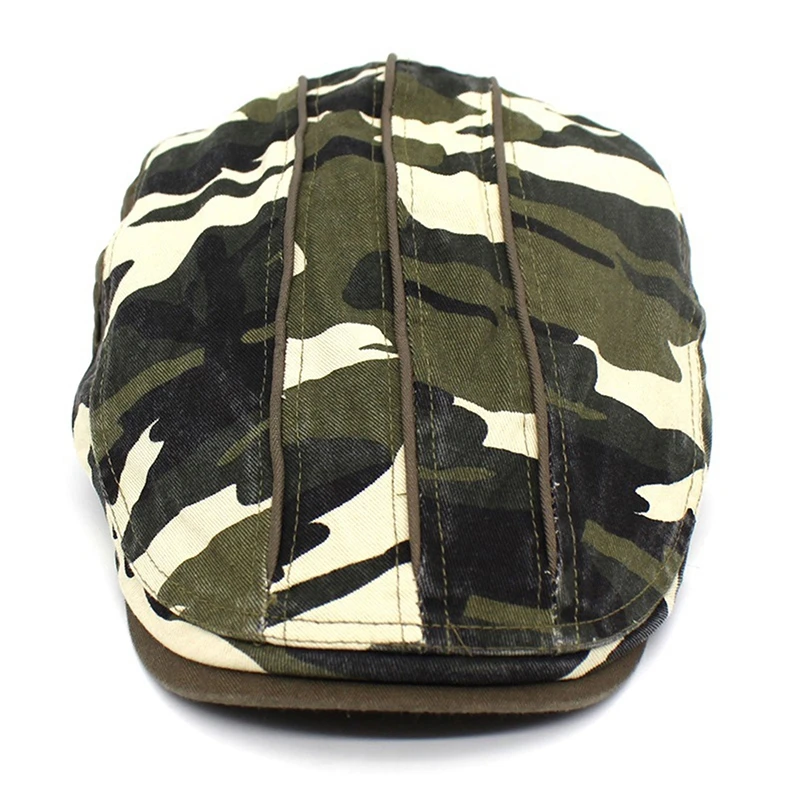 Camouflage Beret Cap Breathable Cotton Classic Newsboy Hat Green Golf Caps Leisure Touring Hats Driving Fishing Cabbies Headwear