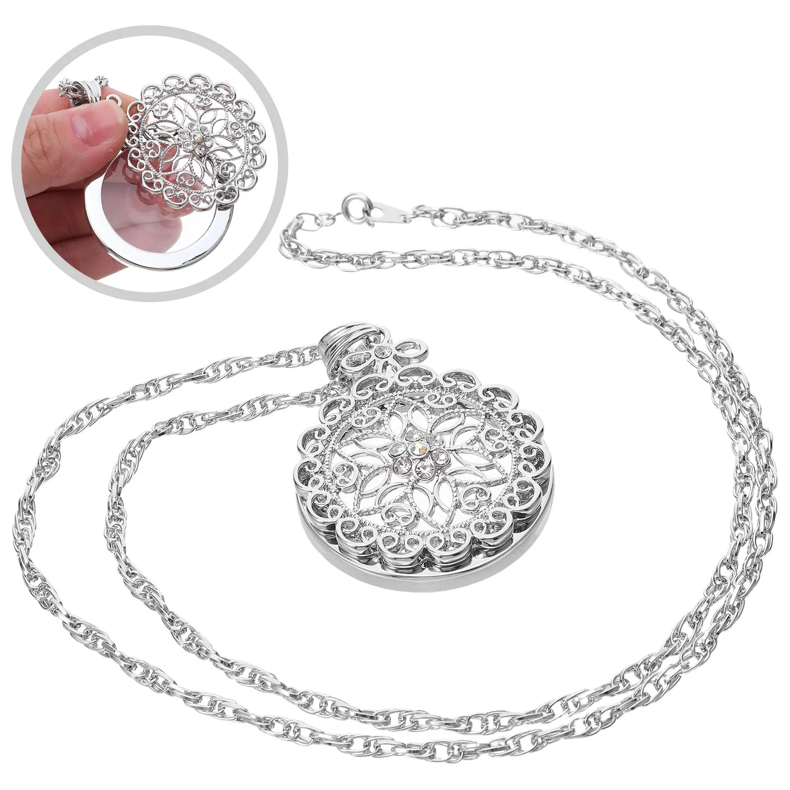 Magnifying Lens Necklace 3X Portable Jeweler Loupe Pendant Chain for Reading Books Jewelry Coins Craft Sewing Neck Hanging