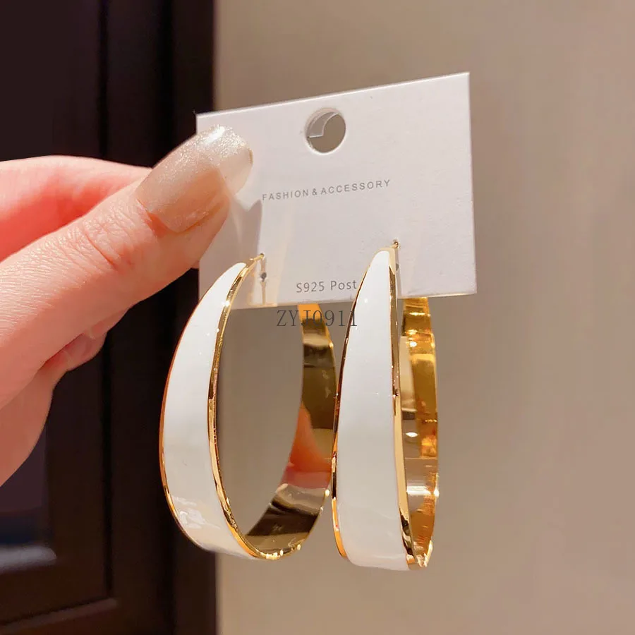 Orecchini a cerchio con smalto a goccia marea orecchini da donna ad alto senso orecchini a cerchio grandi esagerati unici