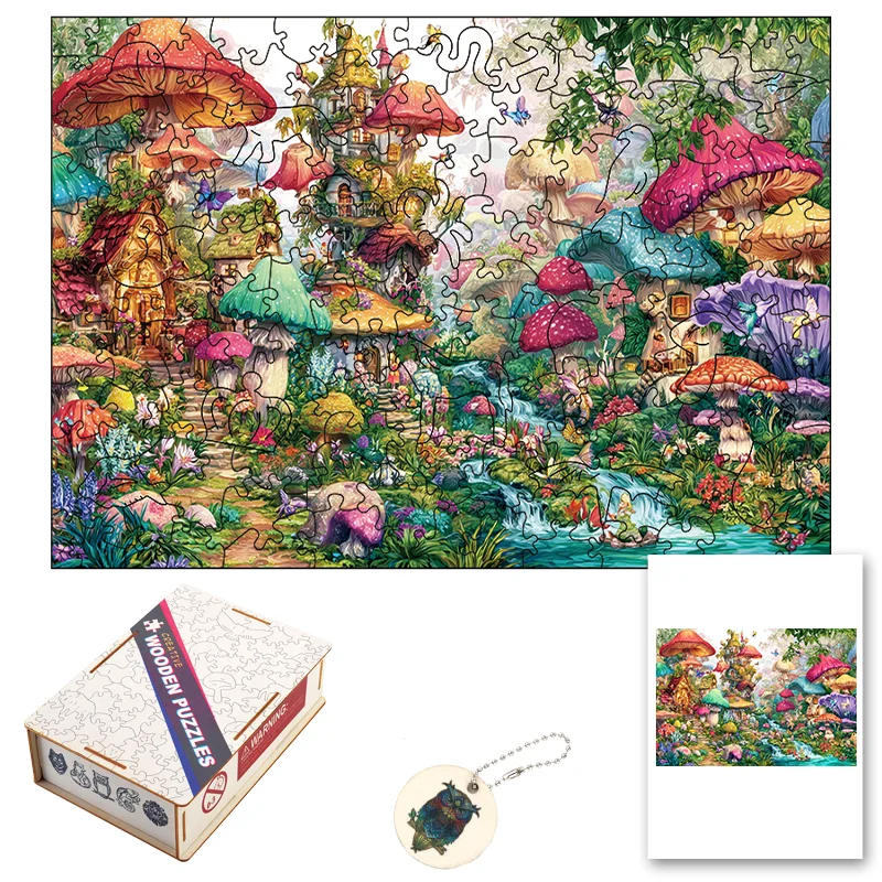 Sprookje Mushroom House Houten puzzel leuk en educatief spelspeelgoed