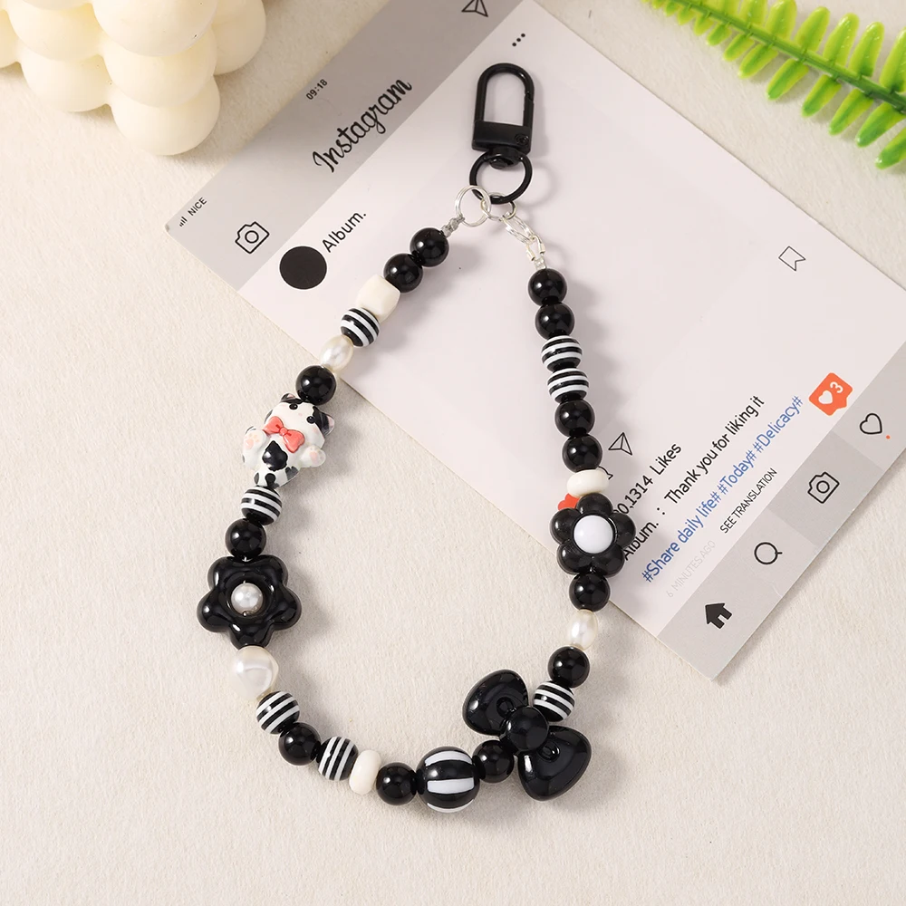 Aihua Handy-Lanyard mit Schleifen-Design, Perlenarmband, Schlüsselanhänger für das Auto, Cartoon-Design, Anti-Verlust-Hängeband, Handgelenksband, Geschenk für Frauen – Detail 12