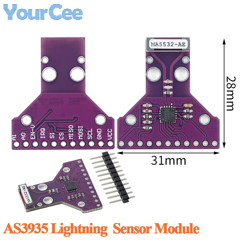Image of 5 Stück/1 Stück AS3935 Blitzsensor Blitzdetektionsmodul Sturmaufstandsentfernungsmessung 2,4-5,5V 2MHZ SPI I2C IIC Schnittstelle