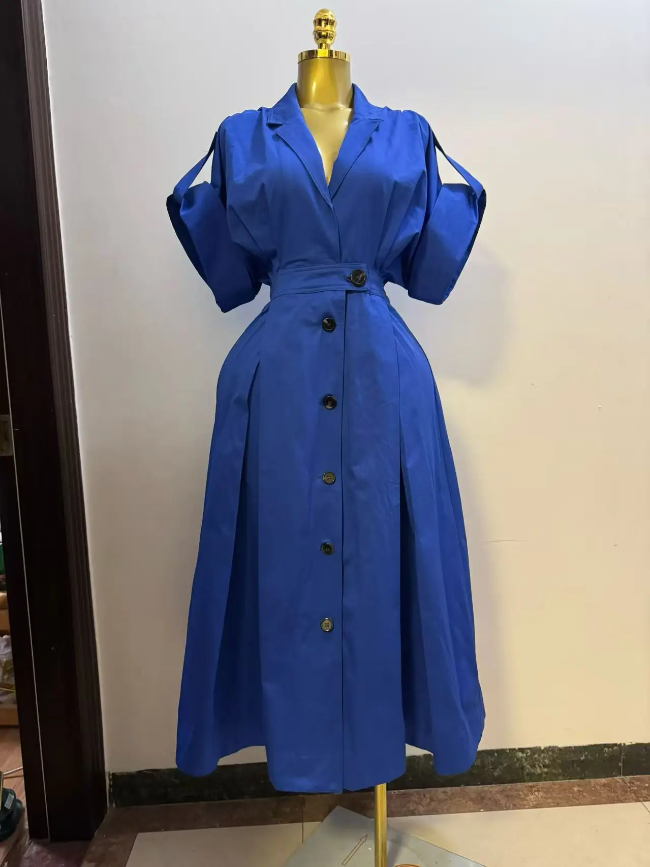 فستان قميص نسائي من القطن عالي الجودة بأكمام 1/2 ورقبة على شكل حرف V #2