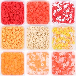 Red Color 500pcs/Box 6mm Flat Round Polymer Clay Beads Box Set Chip Disk Loose Spacer Beads For Diy Jewelry Making Bracelets