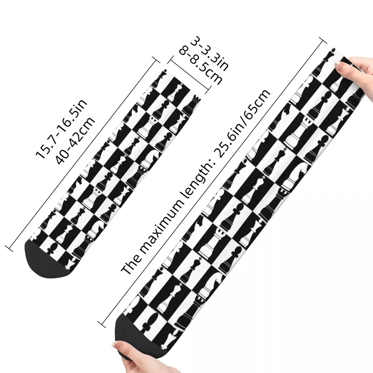 Black And White Chess Stuff Socks Flexible Chess Board Print Pattern High Quality Long Socks Super Soft Unisex Perfect Gift