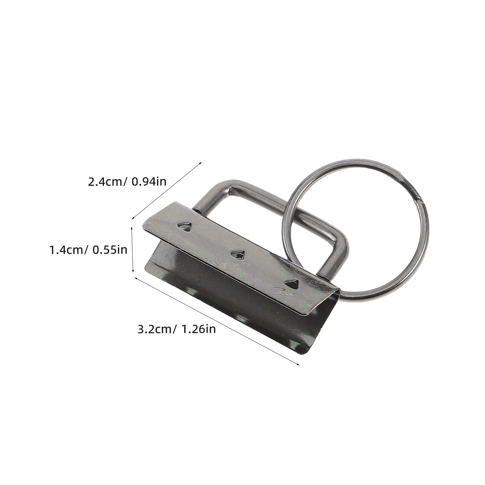 30Pcs Key Fob Kit Webbing Clamp Strap End Hardware Heavy Duty Iron Nickel Finish Split Ring Keychain Buckle for Handbag Luggage