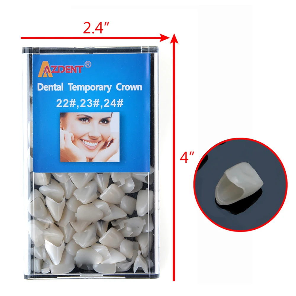 AZDENT 72 Pcs/Box Dental Temporary Crown Kit Anterior Front Molar Posterior Teeth Veneers Dentistry Tooth Whitening Tools