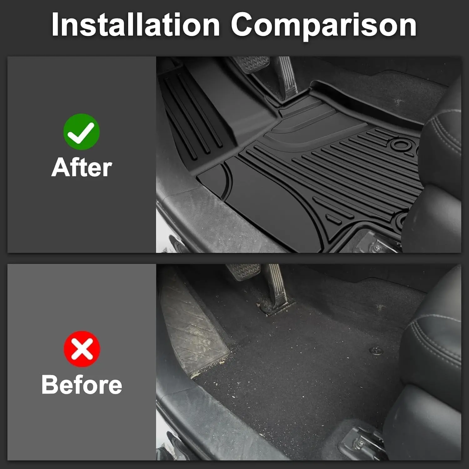 Floor Mats for 2020-2025 Toyota Highlander (7 Seats Only): Heavy Duty - 3 Rows Full Set Rubber Highlander Toyota Floor Mats