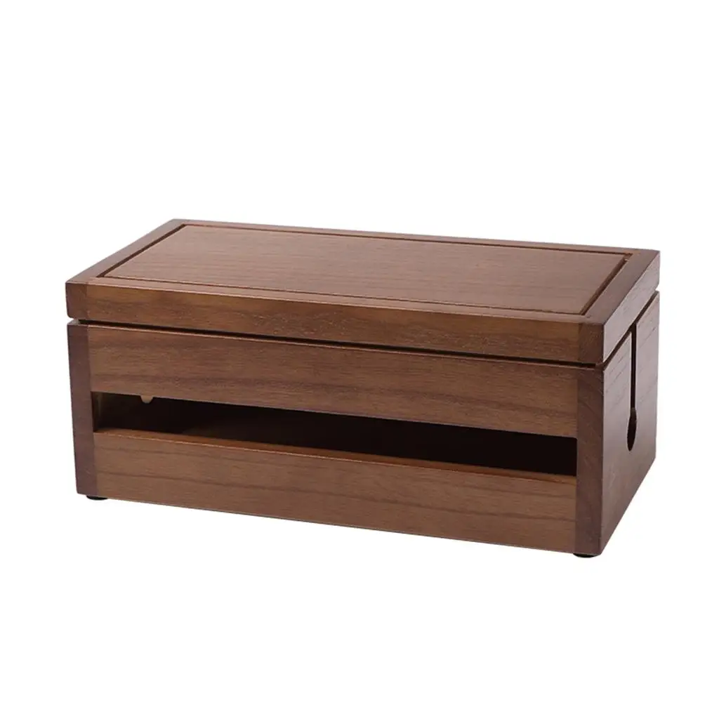 Wooden Cord Hider Cable Management Box Wire Concealer Tray for TV Stand and Office Desk Cable Tidy