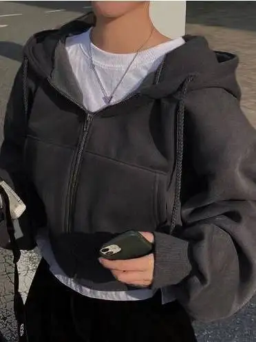 Sudadera con Capucha Deportiva para Mujer, Top Corto con Cremallera, Ropa Deportiva Informal, Prenda Exterior Moderna, Cárdigan Abierto con Ombligo al Descubierto