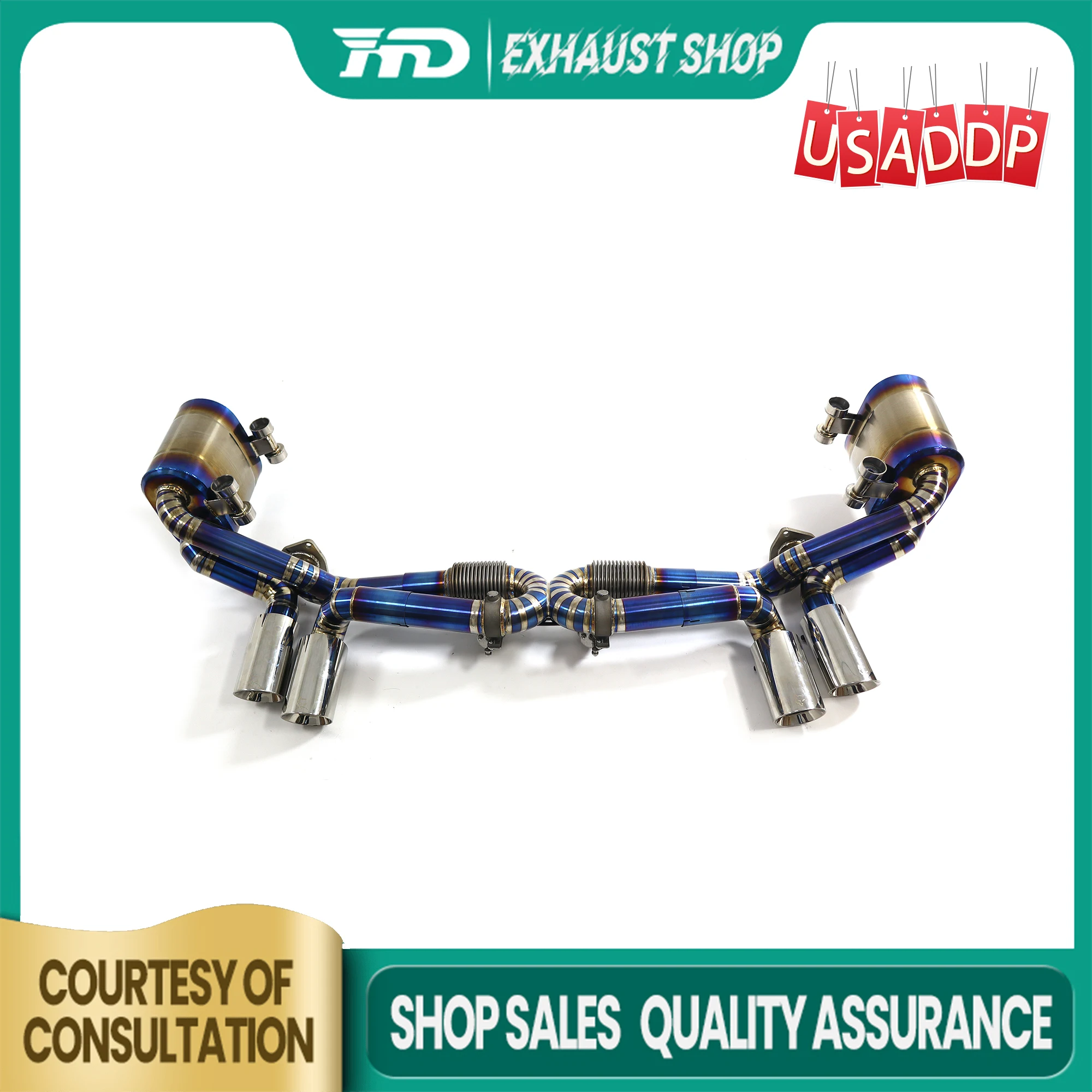 

Ti Выхлопная система Catback для Porsche 911 991.1 Вакуумный клапан Carrera Наконечники глушителя Запеченный синий Длительный срок службы