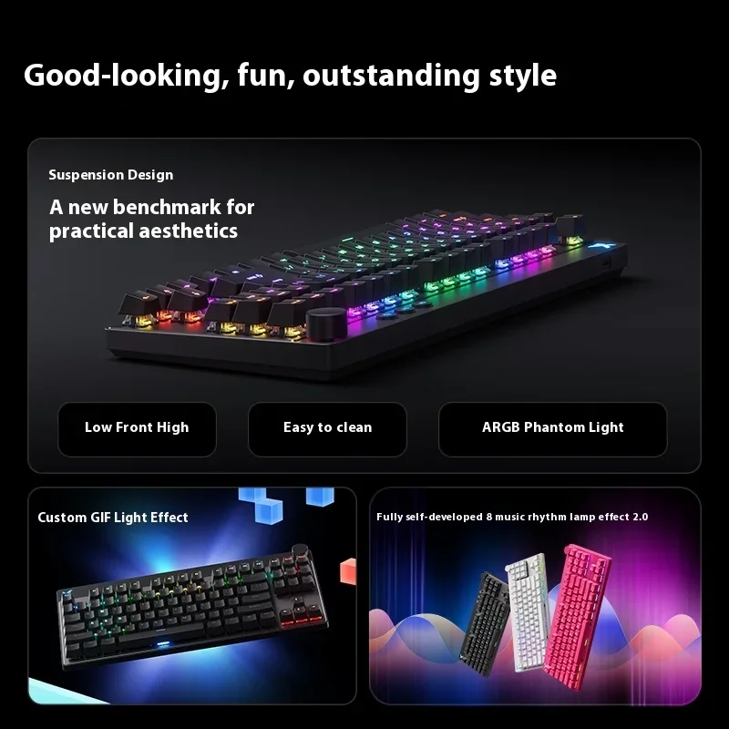 MCHOSE MIX87 Keyboard Sakelar Magnetik Berkabel RGB 8000Hz 0,001mmRT Keyboard Gaming Latensi Rendah Hadiah Aksesori PC Kustom