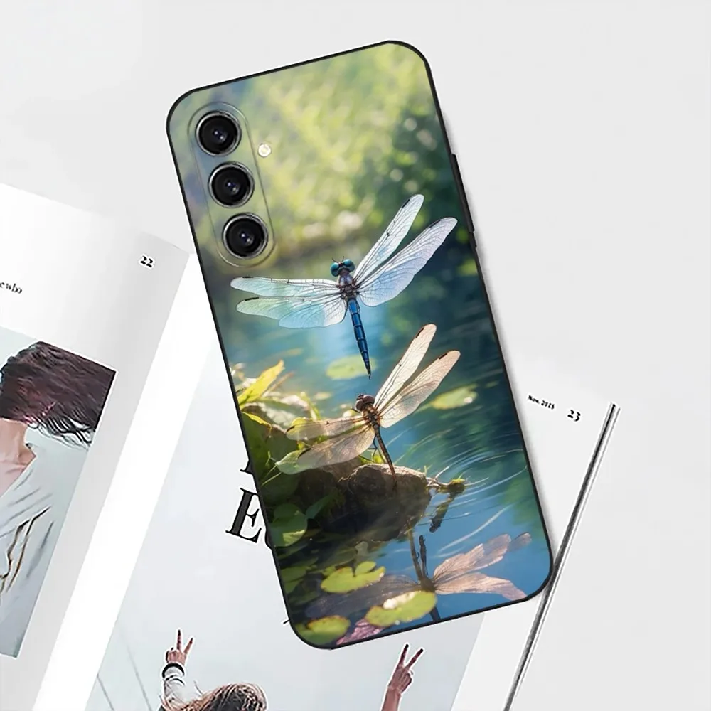 Dragonfly Animal Phone Case For Samsung S24,21,22,23,30,Ultra,S20,Plus,Fe,Lite,Note,10,9,5G Black Soft Cover