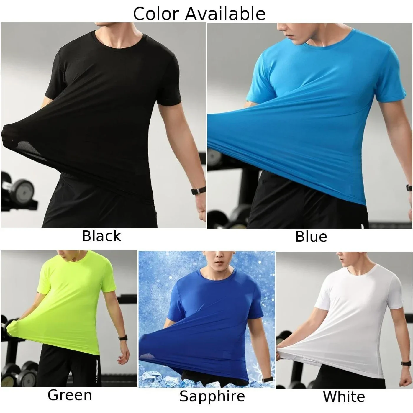 Camisa ajustada de manga corta para hombre, cuello redondo, camisetas de secado rápido, amplia gama de opciones de color sólido para un estilo de vida activo