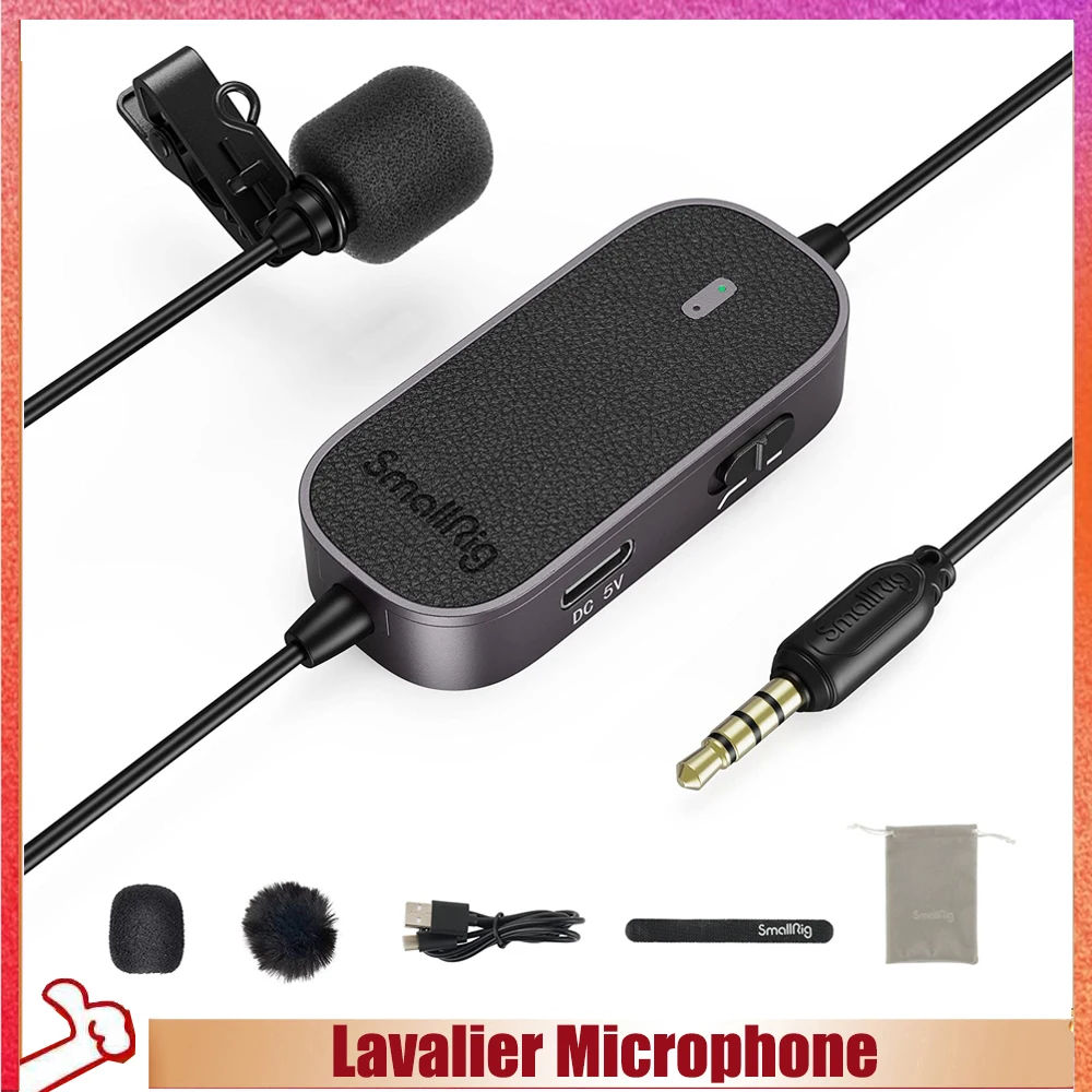 

SmallRig Lavalier Lapel Mic Grade Omnidirectional Microphone with Low-Cut Filter Gain Control for Smartphones Cameras - 3467