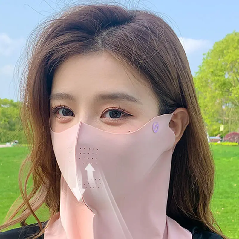 

Ladies and Men's Summer Full Face Hyaluronic Acid Sunscreen Mask Protection Breathable Ice Silk Mask for Outdoor Sport