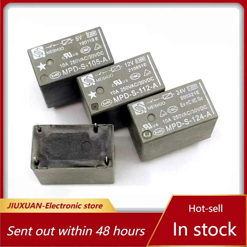 New 1pcs/lot MPD-S-105-A MPD-S-112-A MPD-S-124-A 5V 12V 24V 4pins 5A 10A Relay of soybean milk machine