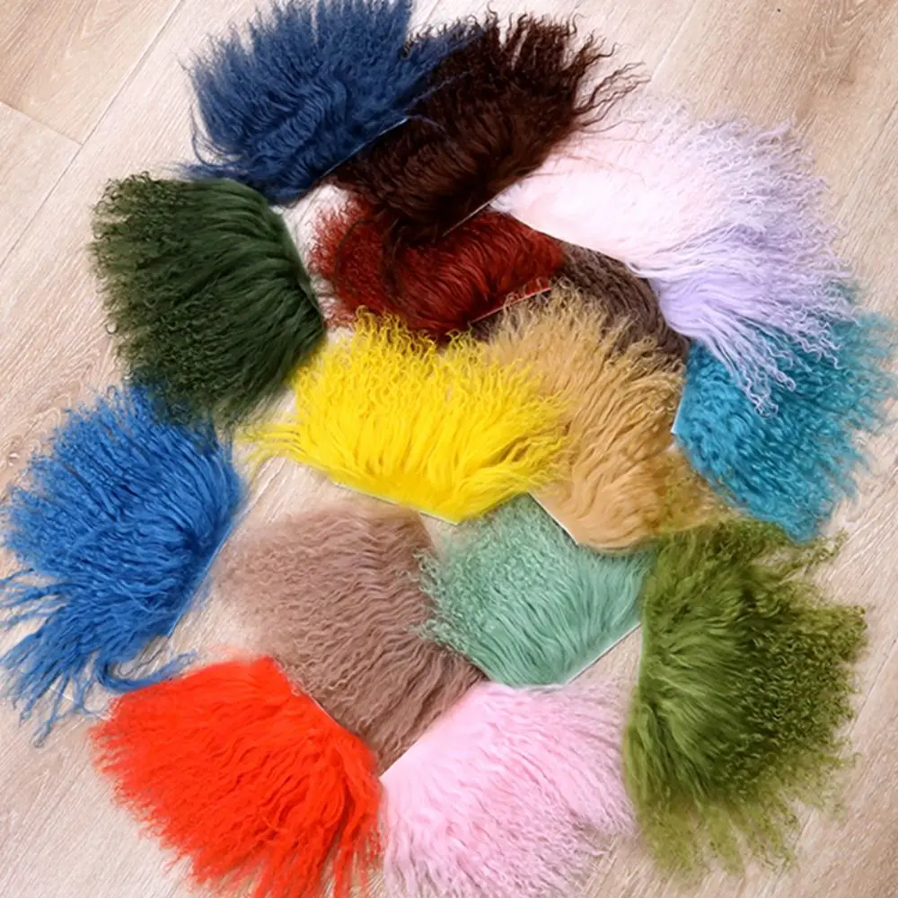 Creative Sheepskin Wool Lamb Fur Pelt Hair Row Curly Hair Extensions DIY BJD SD Blyth Dolls Wigs Hair Wefts Accessories