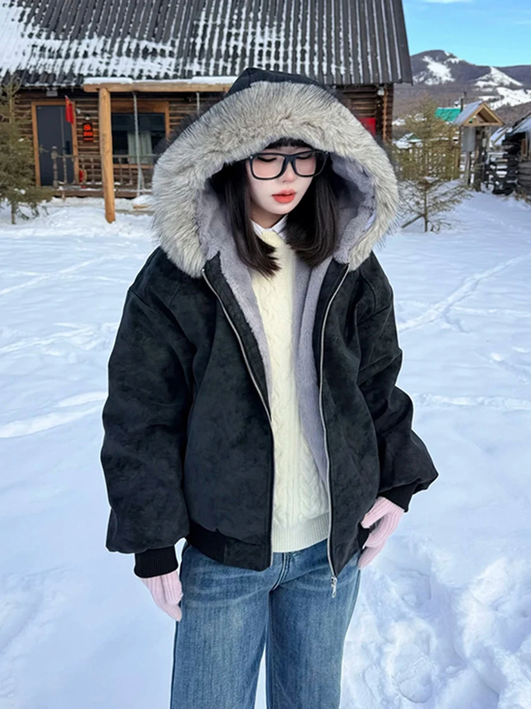 

Утепленная хлопковая куртка Bla с капюшоном и съемным меховым воротником для мужчин и женщин, зимняя, теплая, повседневная, на молнии