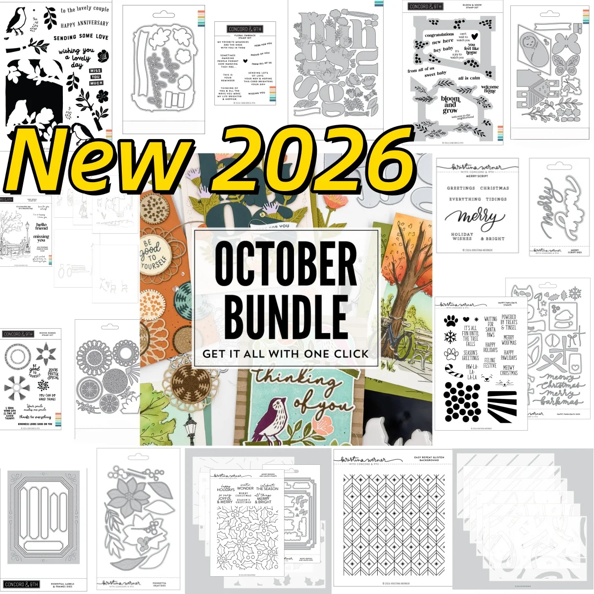 October 2026 Christmas Floral Finch Woven Words Park Bench Metal Cutting Die Clear Stamps Stencil for DIY Making Card Scrapbook