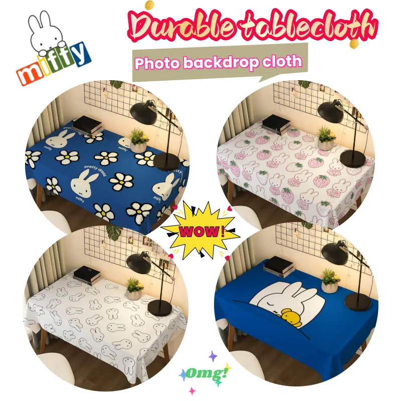 Miffy rabbit table cloth simple versatile decorative bedroom bedside table dust cloth photo background cartoon decorative cloth