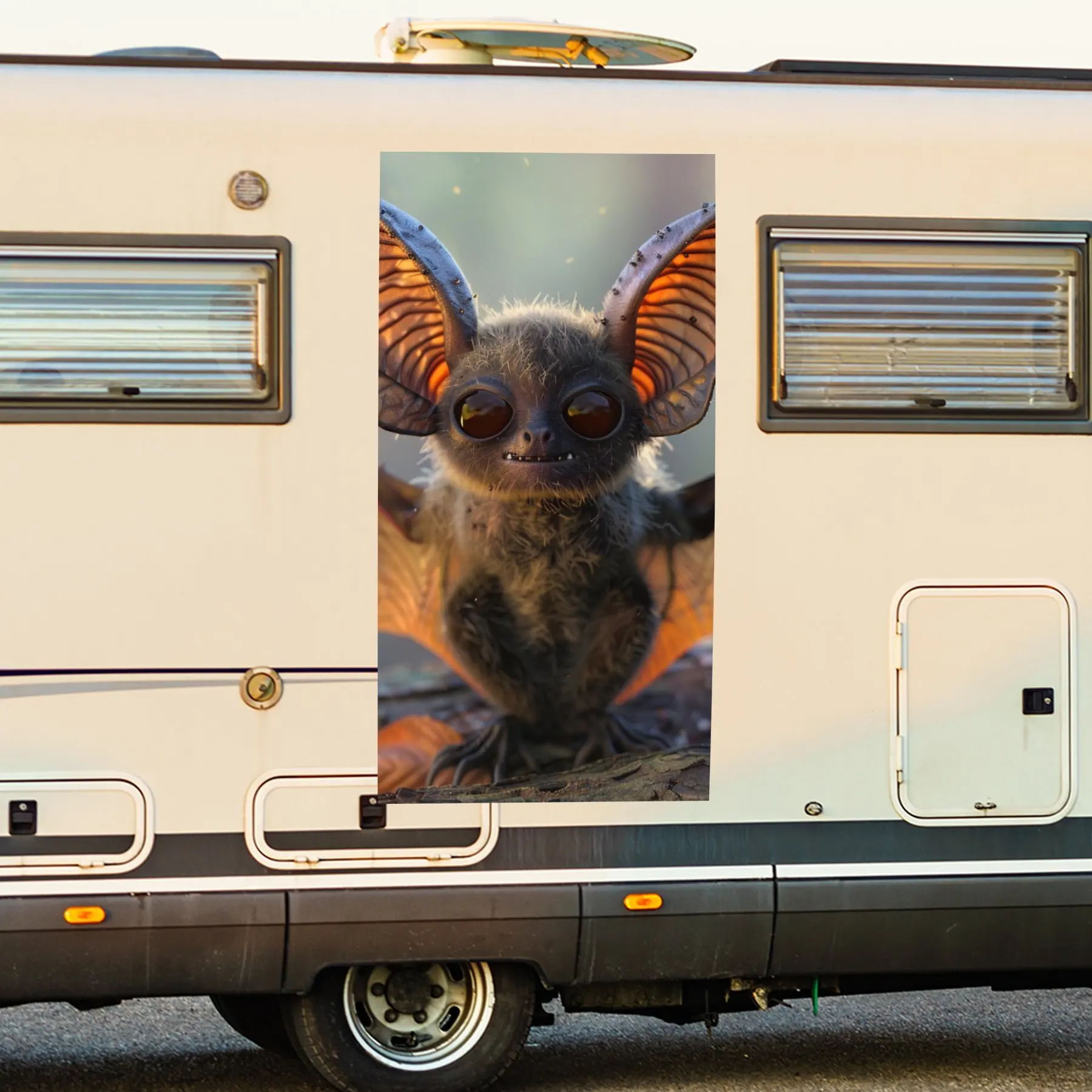 

Cute Little Bat Art Motorhome Car Door Sticker PVC Self Waterproof Stick, Striking Auto Exterior Accessories Decor Protect Gift