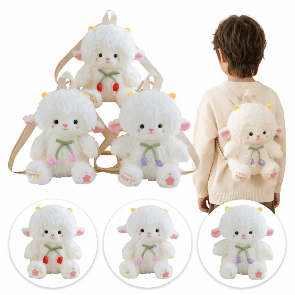 New Cute Sheep Backpack Soft Trendy Animal Doll Bag Stuffed Animal Toy Backpack Girls