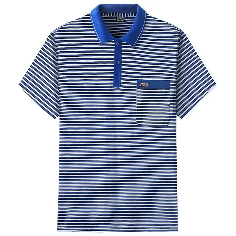 2023 Summer New Fashion Classic Casual Trend Men\'s Clothing Oversized Loose and Comfortable Contrasting Color Striped Polo Shirt