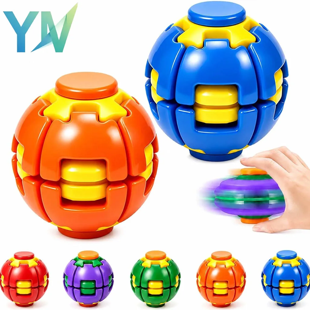 1-20PCS 3D Printed Transformable Stress Ball Rotate Dual Function Fidget Spinner Toy Decompression Gyro for Anxiety Relief