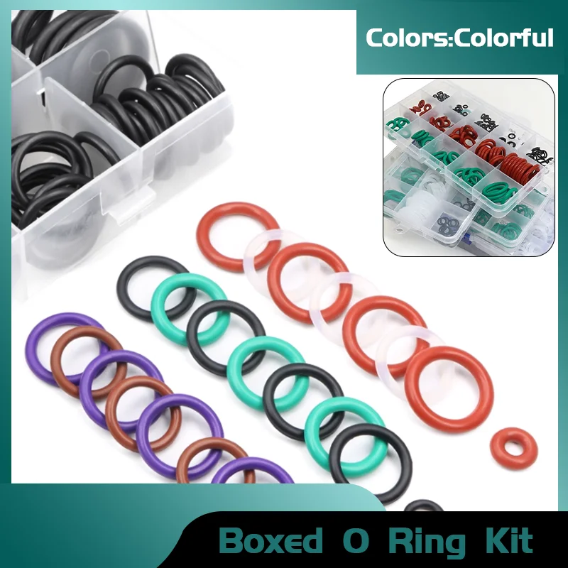 

Boxed O Ring Set VMQ NBR FKM High Quality Red/Black/Green For Car Gasket Rubber Washer Seals Assortment O-Ring Seals Kit
