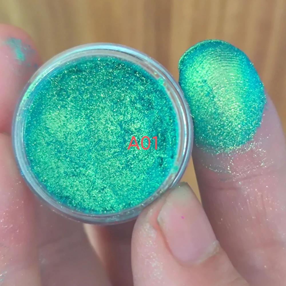 Chameleon Diamond Loose Mica Pó, colorido Shimmer Eyeshadow, Pearl Diamond Chameleon Dust Net-1g, bem polarizada, 1pcs