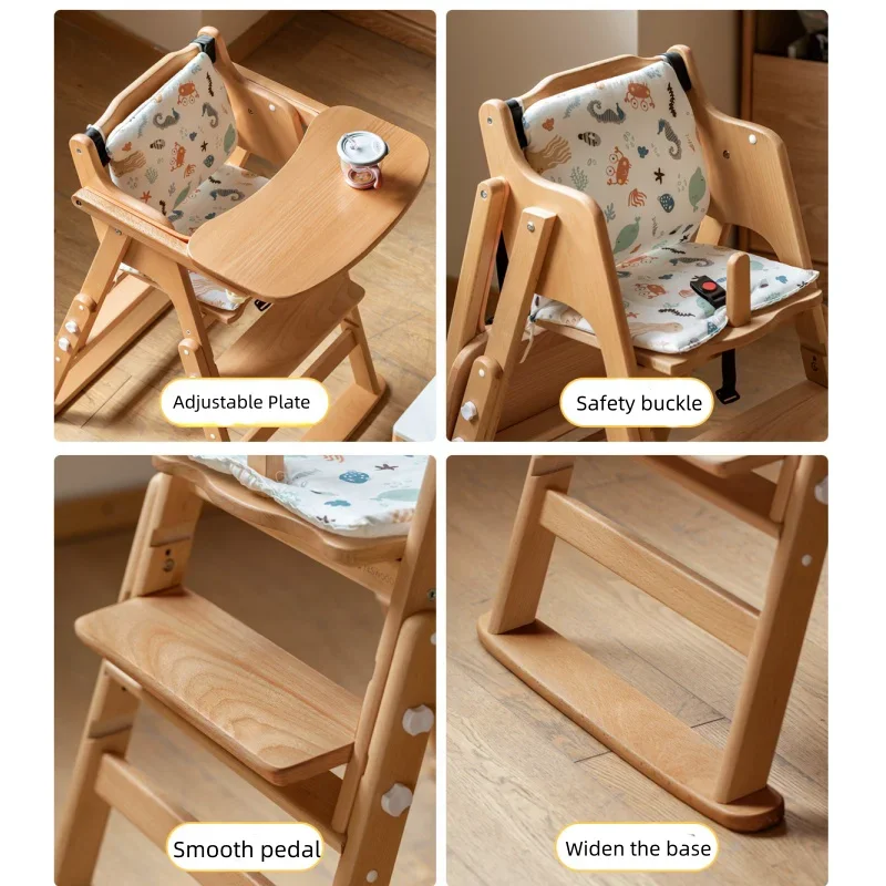 كرسي مرتفع خشبي للأطفال بارتفاع قابل للتعديل ، مقعد تغذية متعدد الوظائف للأطفال الصغار ، كرسي مرتفع للأطفال ، كراسي متنامية ، جودة ممتازة