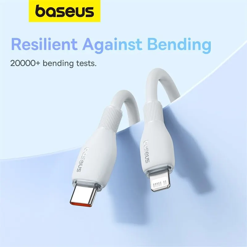 Baseus-Cable USB tipo C de carga rápida TPE de 20W para IPhone 14, 13, 12, 11 Pro Max, XS, Cable de datos de iluminación para iPad y Macbook