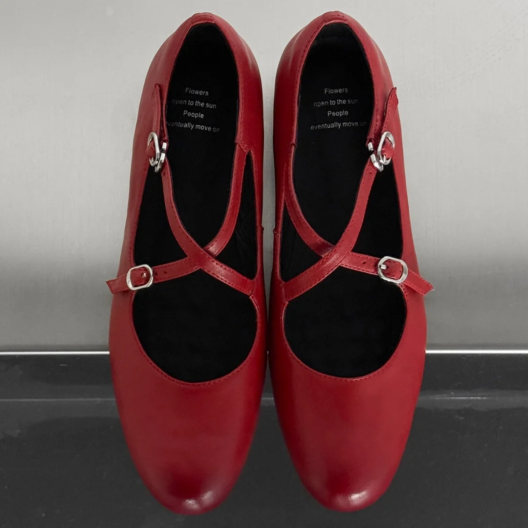 

Women's cow leather narrow band cross strap round toe slip-on flats 2.5cm wedge low heel causal female daily shoes for woman hot