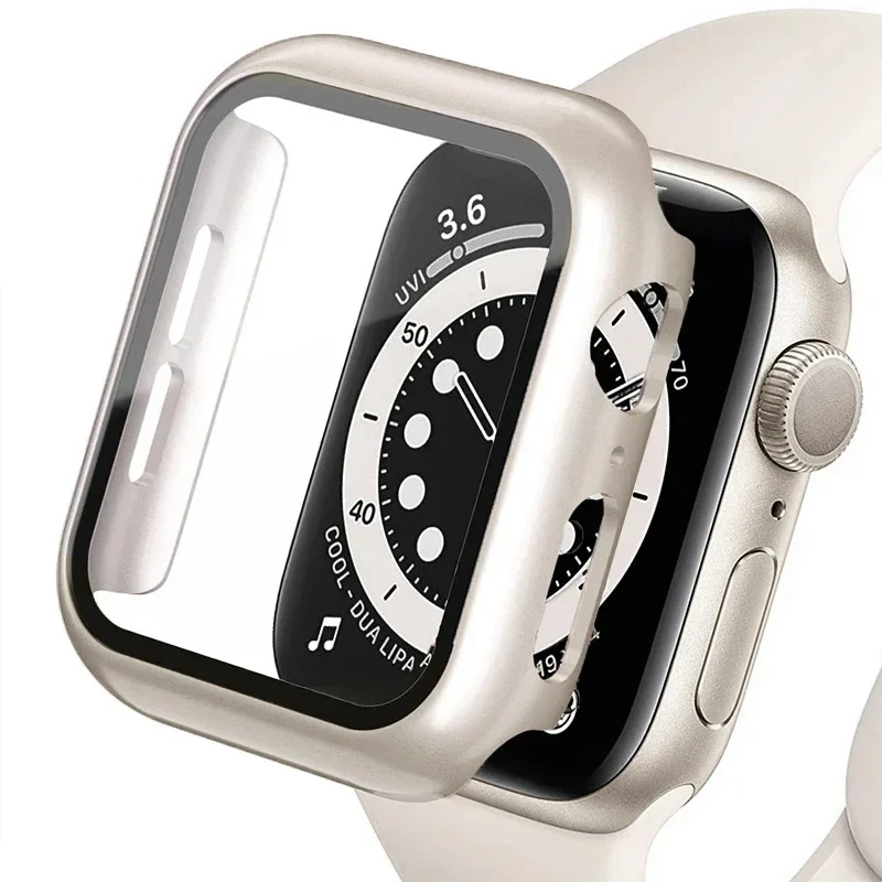 Gehard glas + cover voor Apple Watch Case Accessoires 45 mm 41 mm 44 mm 40 mm 42 mm Screenprotector Apple Watch serie 9 4 5 6 SE 7 8