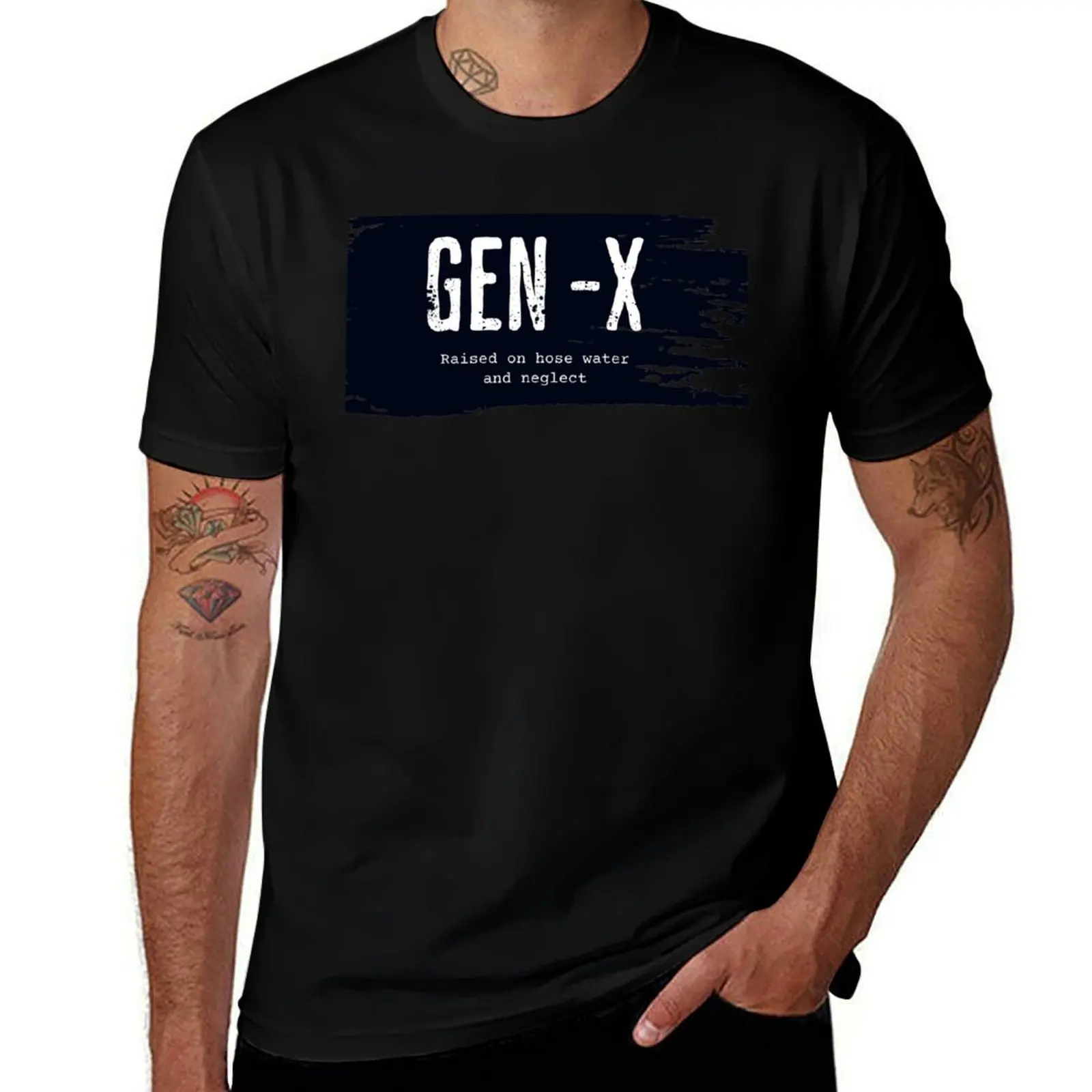 

GEN X raised on hose water and neglect Humor Generation X T-Shirt graphic shirts cotton graphic tees Blouse anime shirts men