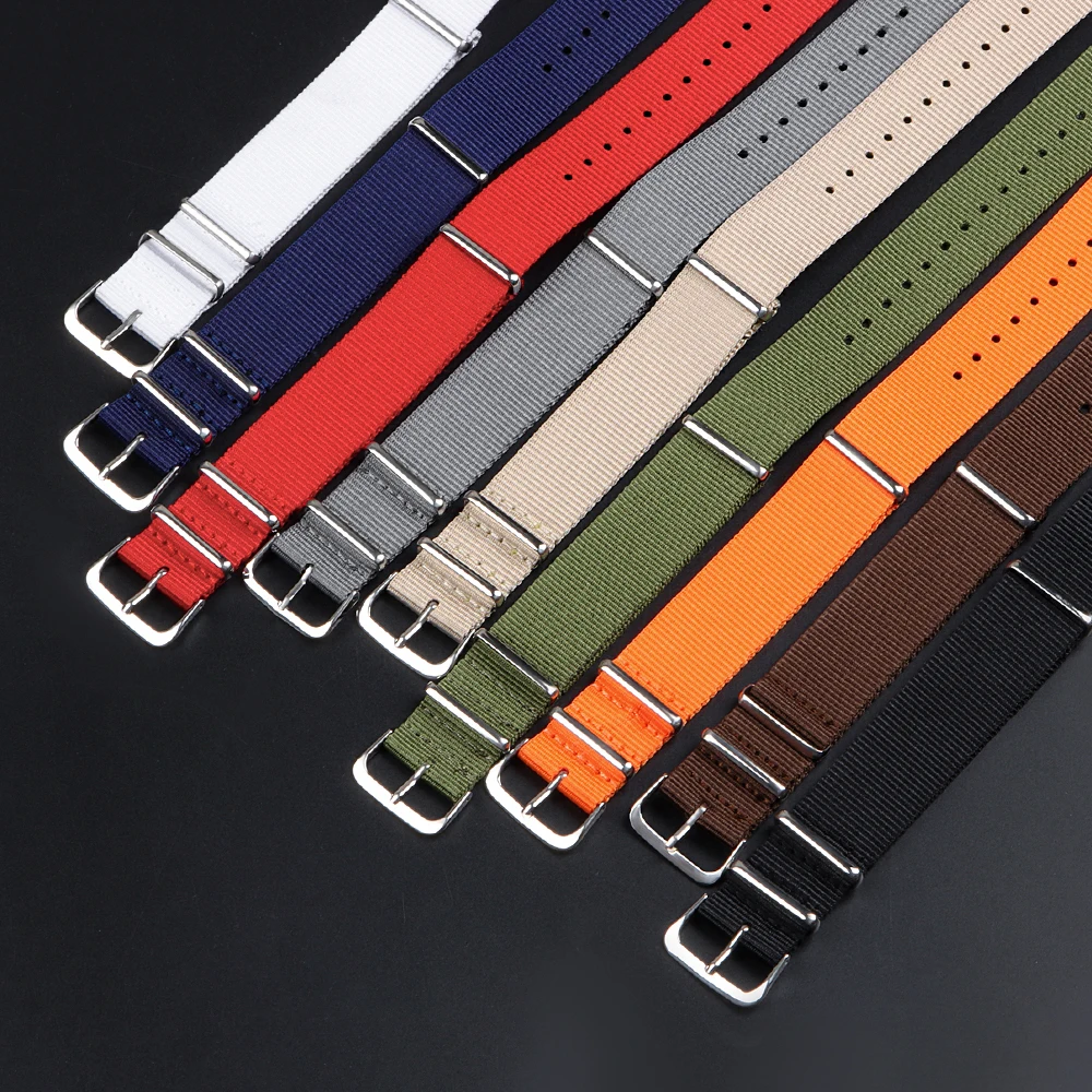 18 20 22mm Strap Nylon Watch Band Military Striped Watchband Replacement Women Men Army Casual Sport Wrist Bracelet