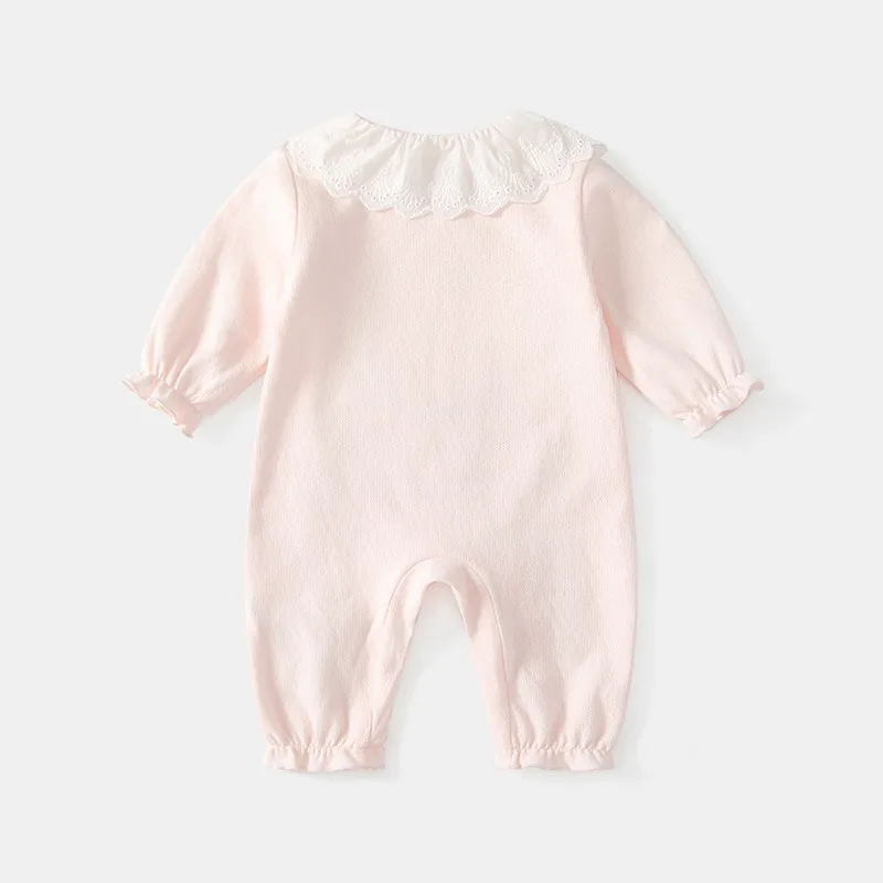 New Newborn Baby Lace Ruffled Collar Heart-shaped Printed Patch Long Sleeve Theme Party Role Playing Outfits for Children Girls