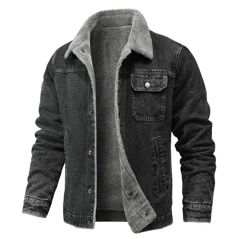 Men's Casual Denim Jacket with Fleece Cotton Workwear New for Spring And Autumn 2025